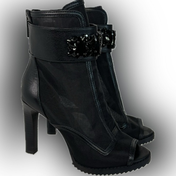 Karl Lagerfeld Paris Women's Blayze Peep Toe Boot Ankle 6.5 Black - Picture 2 of 10